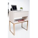 Ver imagem 2 de KIT 2 Mesas De Cabeceira Industrial OFF WHITE ECO 30cm BASE DOURADA - Enviamos MONTADO