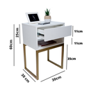 Ver imagem 3 de KIT 2 Mesas De Cabeceira Industrial OFF WHITE ECO 30cm BASE DOURADA - Enviamos MONTADO