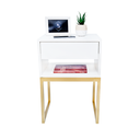 Ver imagem 5 de KIT 2 Mesas De Cabeceira Industrial OFF WHITE ECO 30cm BASE DOURADA - Enviamos MONTADO