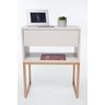 KIT 2 Mesas De Cabeceira Industrial OFF WHITE ECO 30cm BASE DOURADA - Enviamos MONTADO - 1