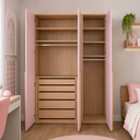 Ver imagem 5 de Guarda-Roupa Rosa 3 Portas em MDF 18mm | Portas Laqueadas e Puxadores em Madeira Maciça