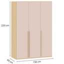 Ver imagem 4 de Guarda-Roupa Rosa 3 Portas em MDF 18mm | Portas Laqueadas e Puxadores em Madeira Maciça
