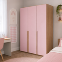 Ver imagem 6 de Guarda-Roupa Rosa 3 Portas em MDF 18mm | Portas Laqueadas e Puxadores em Madeira Maciça