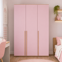 Ver imagem 1 de Guarda-Roupa Rosa 3 Portas em MDF 18mm | Portas Laqueadas e Puxadores em Madeira Maciça