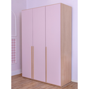 Ver imagem 2 de Guarda-Roupa Rosa 3 Portas em MDF 18mm | Portas Laqueadas e Puxadores em Madeira Maciça
