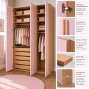 Ver imagem 3 de Guarda-Roupa Rosa 3 Portas em MDF 18mm | Portas Laqueadas e Puxadores em Madeira Maciça