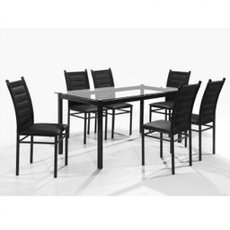 Conjunto Sala de Jantar Mesa Tampo de Vidro 80cmx160cm 6 Cadeiras Ivete Espresso Móveis - 2