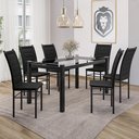 Ver imagem 1 de Conjunto Sala de Jantar Mesa Tampo de Vidro 80CMX160CM 6 Cadeiras Ivete Espresso Móveis Preto