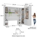 Ver imagem 3 de Quarto Modulado Casal de Canto com Guarda-roupas Maleiro e Cabeceira Alpes Master Luciane Móveis