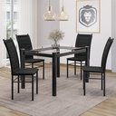 Ver imagem 1 de Conjunto Sala de Jantar Mesa Tampo de Vidro 80x120cm 4 Cadeiras Ivete Espresso Móveis Preto