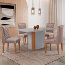 Ver imagem 1 de Mesa de Jantar Isadora 120cm Tampo Mdf Vidro com 4 Cadeiras Isadora