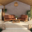 Ver imagem 1 de Sofá 3/2 Lugares com Mesa de Centro Roma Marrom/Mogno/Mel