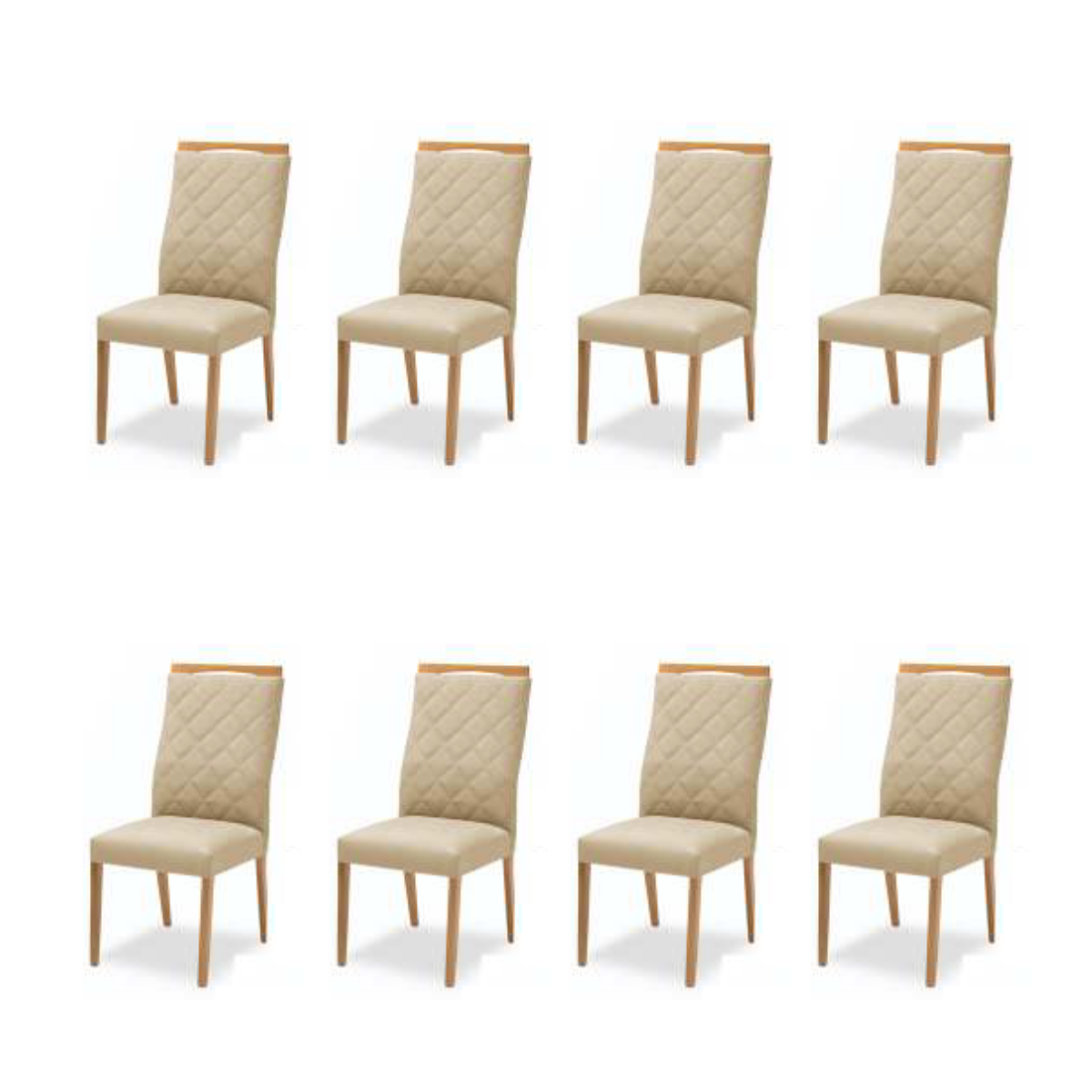 Conjuntos 8 Cadeiras Decorativa Lara Linho 27% Poliester Cinza