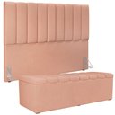 Ver imagem 1 de Kit Cabeceira Cama Box Casal King 195cm com Calçadeira Baú Dália W01 Linho Rosê - Lyam