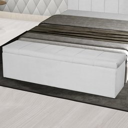 Baú Vitória 120Cm Calçadeira Estofada Suede Branco - 1