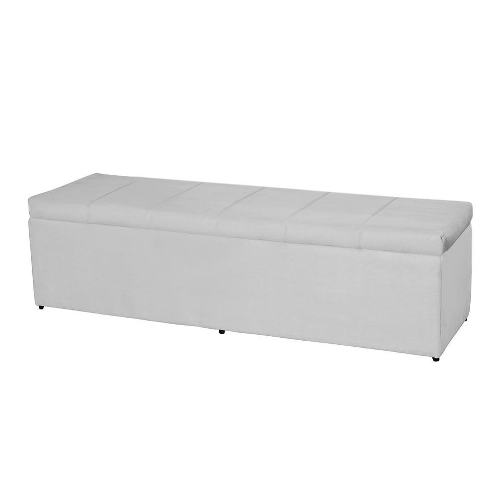 Baú Vitória 120Cm Calçadeira Estofada Suede Branco - 2