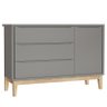 Quarto de Bebê Classic 2 Portas Cômoda com Porta Cinza com Pés Madeira Natural - Reller - 4