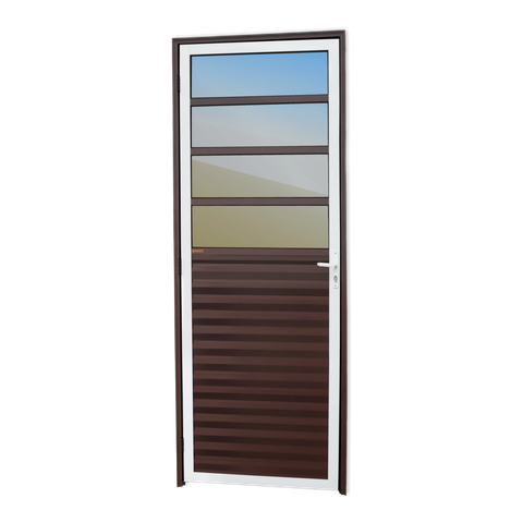 Porta de Cozinha Alumínio 80 Dir L25 V.Refl.Mix Corten Brimak