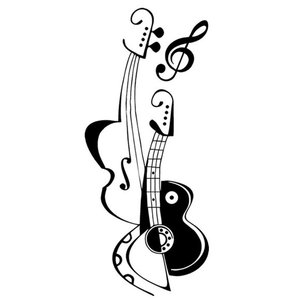 Adesivo Parede Guitarra Baixo Clave Música Parede Decoração