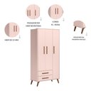 Ver imagem 5 de Kit Quarto de Bebê Guarda Roupa Berço Mini Cama MDP MDF Q Encanto Retrô Rosa