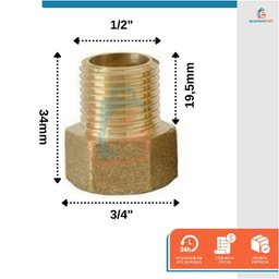 Bucha de Aumento Torneira Amarela 1/2 X 3/4 Metal Garden - 2