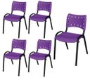 Ver imagem 2 de Cadeira Iso Base Preto Escola, Escritório Violeta Kit 5 Un