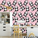 Ver imagem 4 de Papel de Parede Adesivo Desenho Panda com Fundo Rosa 6m