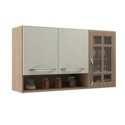 Armário Aéreo Modulado Vazado com Vidro Fidelitá Paris 120cm 3 Portas - 3