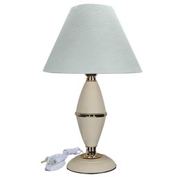 Abajur Clássico Style Quarto Sala Luminária Decoração – Bege Cúpula Branca - 1