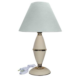 Abajur Clássico Style Quarto Sala Luminária Decoração – Bege Cúpula Branca