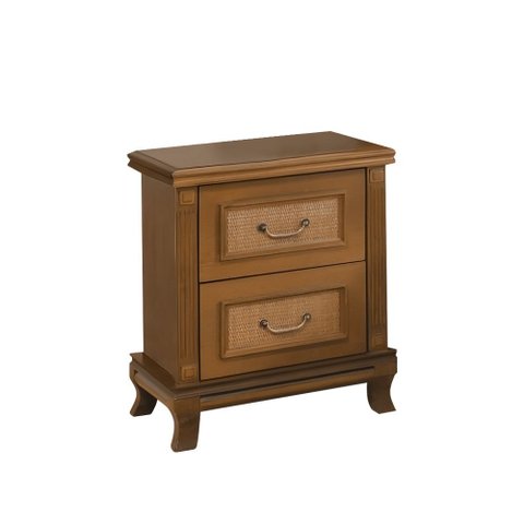 Mesa de Cabeceira Clássica 2 Gavetas em Madeira Maciça Athenas - Castanho