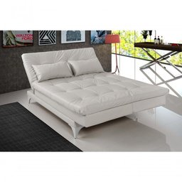 Sofá Cama Versátil 3 Lugares Império Reclinável Casal Pés de Alumínio Corano Gelo 308 - 1