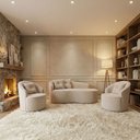 Ver imagem 1 de Kit de 01 Sofá Orgânico Curvo Feijão + 02 Poltronas Confortável Sala Estúdio Amore Bouclê Bege - Mon