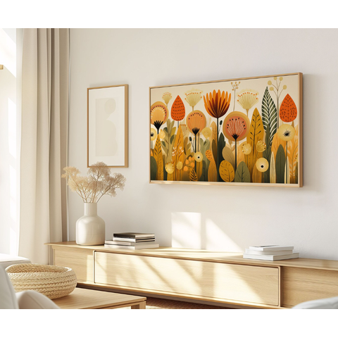 Quadro Decorativo N°145 70x40cm - Panorâmico Botânico - Retrô Boho Mid Century - Rollflex