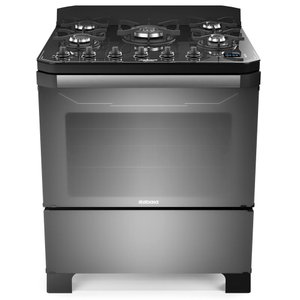 Fogão 5 Bocas Itatiaia Itamaster Digital com Mesa de Vidro Reflecta Fumê Prata Bivolt