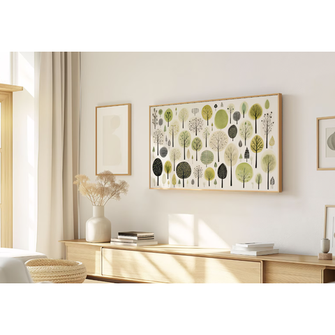 Quadro Decorativo N°163 115x70cm - Panorâmico Botânico - Árvores Minimalistas Nórdico - Rollflex