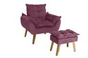 Ver imagem 1 de Poltrona Decorativa Opala e Puff Suede Bordô Su Decor