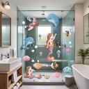 Ver imagem 2 de Adesivo Box Banheiro Sereias Golfinhos Infantil Meninas