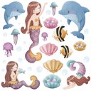 Ver imagem 1 de Adesivo Box Banheiro Sereias Golfinhos Infantil Meninas