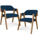 Ver imagem 1 de Kit 02 Cadeiras para Sala de Jantar e Estar Living Estofada Suran L02 Suede Azul Marinho - Lyam