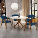 Ver imagem 2 de Kit 02 Cadeiras para Sala de Jantar e Estar Living Estofada Suran L02 Suede Azul Marinho - Lyam