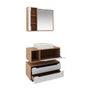 Ver imagem 3 de Kit Gabinete Suspenso com Cuba, Espelheira e Gaveteiro Amêndoa Branco Tecno Mobili