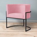 Ver imagem 6 de Poltrona Luana Suede Rosa Base Preto Sala Luxo - Fm