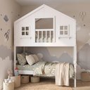 Ver imagem 1 de Beliche Infantil Casinha Dos Sonhos com Varanda Madeira Maciça Branco Megamobilia