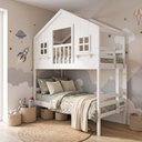 Ver imagem 2 de Beliche Infantil Casinha Dos Sonhos com Varanda Madeira Maciça Branco Megamobilia