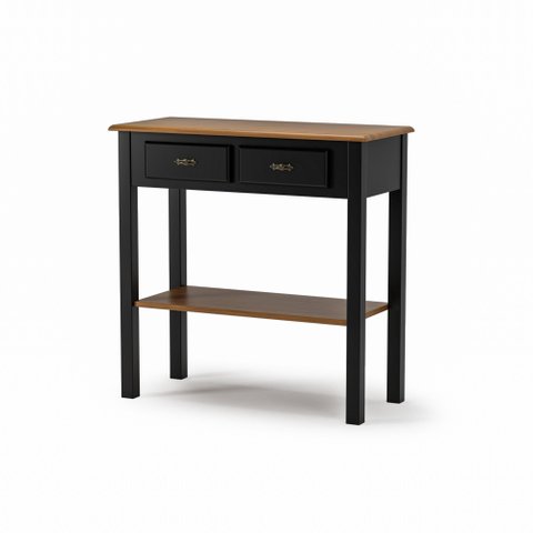 Aparador 2 Gavetas Clássico Pequeno MDF Montado Ecomem Prateleira Preto - Imbuia
