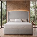 Ver imagem 3 de Cabeceira para Cama Box Casal Padrão Shae 140cm Estofada com Frame Linho Cinza - Desk Design