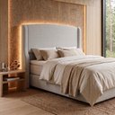 Ver imagem 4 de Cabeceira para Cama Box Casal Padrão Shae 140cm Estofada com Frame Linho Cinza - Desk Design