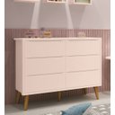 Ver imagem 2 de Cômoda 6 Gavetas Théo New Rosa Fosco com Madeira - Reller