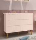 Ver imagem 2 de Cômoda 6 Gavetas Théo New Rosa Fosco com Madeira - Reller